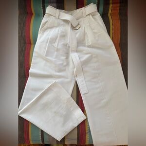 Ulla Johnson White cotton/linen Belted Trousers size 0